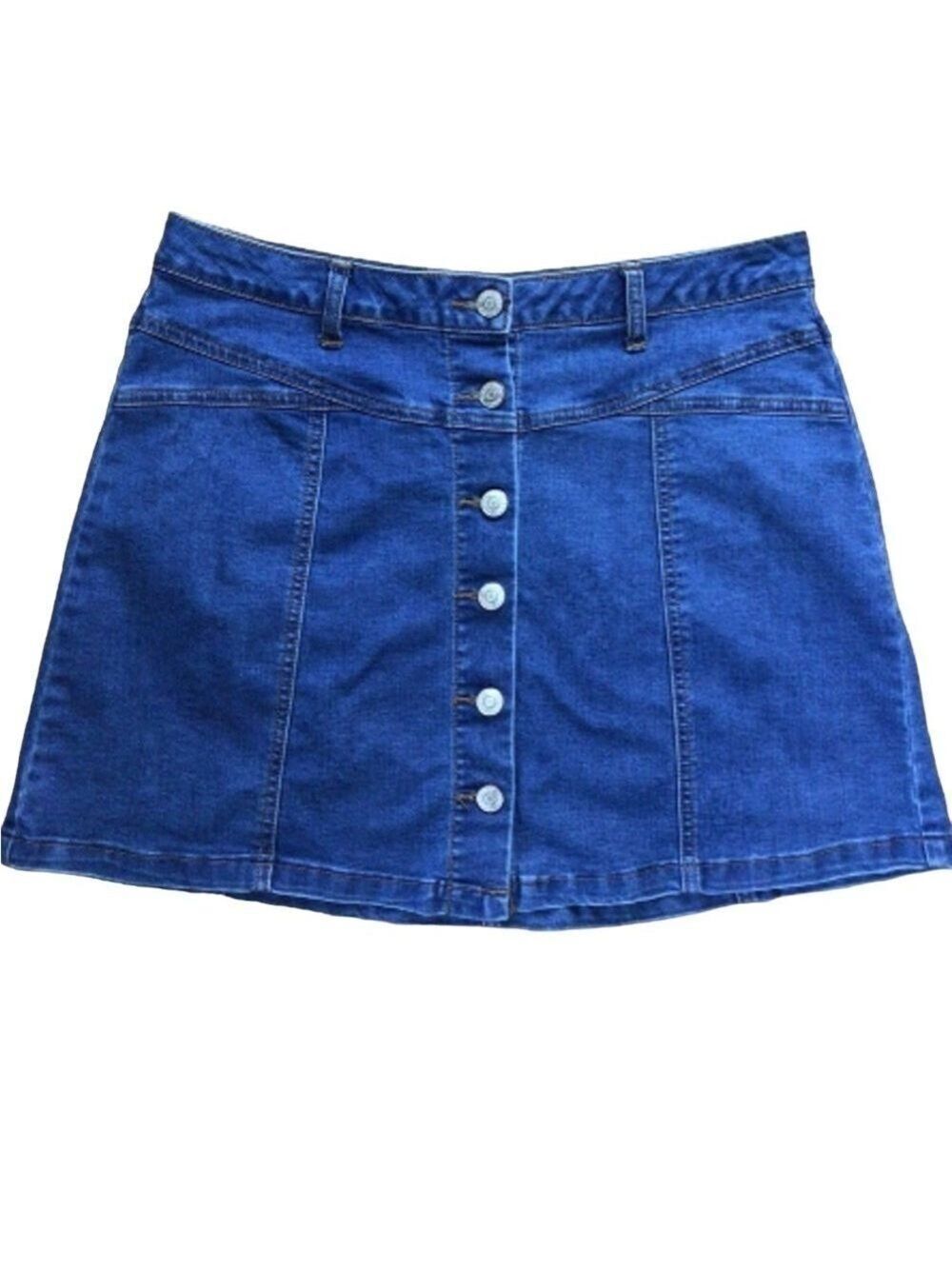 BE-YOU-TI-FUL jeans mini skirt button closure cotton blend stretchy size 30
